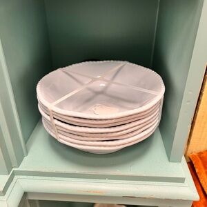 Set of White melamine bowls rope edging set of 8